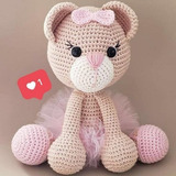 Urso Rosa Amigurui Chochê Brinquedo