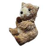 Urso Rustico De Palha Sentado Decoração Natalina 13 Cm