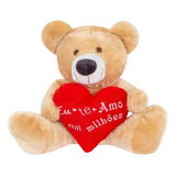 Urso Teddy Grande De Pelúcia 80cm Com Coração Personalizado