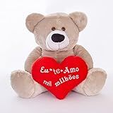 Urso Teddy Pelúcia 60 Cm Cor Avelã Eu Te Amo Mil Milhões