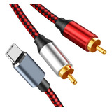 Usb C Para 2 Rca Cabo De Áudio Tipo C Macho Para 2 Rca Mascu