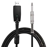 Usb Guitar Audio Cable Usb Male Interface To 6.35mm (1/4inch) Mono Electric Guitar Connection Cable Professional Guitar To Pc Usb Link Recording Cable Compatible With Windows/macos- Supports Both