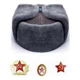Ushanka Soviético Original Com Três Pins Distintivos