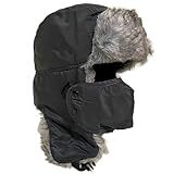 Ushanka Touca Russa Cinza Gorro Mascara Aviador Frio Extremo Proteção Orelha Pelucia