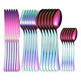Utensílios Cozinha Conjunto Jogo De Talheres 24 Peças Inox Cor Furta Cor