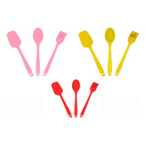 Utensílios Silicone Colher Espátula Pincel Premium 3 Pçs Vnc Cor Amarelo
