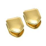 UUYYEO 2 Pçs Presas Únicas Banhadas A Ouro Hip Hop Top Dente Único Tampa De Grelha Para Dentes Acessórios De Festa Grelhas Dentárias