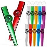 Vaguelly 12 Peças Kazoos De Metal Com 12 Peças Diafragmas De Kazoo Presente Instrumento Musical Bom Companheiro Para Ukulele Violino Guitarra Piano Teclado