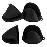 Vaincre 4 Peças De Luvas De Silicone Resistentes Ao Calor Pegadores De Panela De Silicone Para Cozinha Mini Luvas De Forno De Borracha Luvas De Cozinha Fofas Preto E Preto 