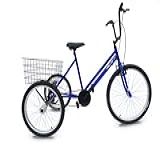 Valdo Bike Triciclo ARO 26 Super Luxo 6 Opções De Cores Azul 