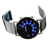 Valiclud Relógio Digital Led Azul Relógio Espelho Led Azul Relógio Azul Relógio Simples Relógio De Cinto De Malha Relógio Led Masculino Relógios Digitais Cara Relógio Masculino Número