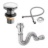 Válvula Click Para Lavatório - Sifão Universal Cr- - Engate 40cm Malha Inox