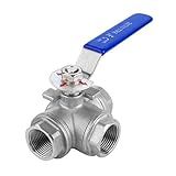 Válvula Esférica De Três Vias De Aço Inoxidável XUELIN 8 L Tipo T 1 10 2 Cm 3 20 3 Cm 1 5 1 Cm 3 10 2 Cm 2 5 Cm DN8 DN10 DN15 DN20 DN25 BSP Válvula Esférica Rosca Fêmea Para Gases Líquidos Cor