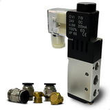 Válvula Solenoide 5 2 24v Com Silenciador União Macho 8mm
