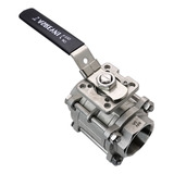 Valvula Tripartida C base Atuador Rosca Bsp Inox 304 2 Pol