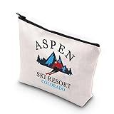 VAMSII Aspen Ski Resort Bolsa De Maquiagem Aspen Ski Resort Colorado Ski Lodge Bolsa Cosmética Amantes De Esqui Alpino ASPEN SKI