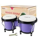 VANPHY Bongo Drum Conjunto De 10 Cm E 12 Cm Para Crianças  Adultos  Iniciantes  Bongos De Percussão Com Chave De Afinação  Roxo Profundo 
