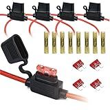 VANSIHO Fusível Em Linha 10AWG 40a Kits 4 Pacotes 10 Calibre 10 Porta Fusíveis Em Linha 12 V Com 4 Peças Fusível De Lâmina Média 40 A 8 Peças Conectores De Extremidade Termorretráteis