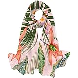 Vantaso Cachecol De Seda Com Flores Exóticas De Orquídea E Folhas De Palmeira Para Mulheres Flores Exóticas Folhas De Palmeira Orquídea 70 8 X 35 4 Inch