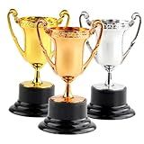VANZACK 3 Pecas Pequenos Adereços De Troféu Prata Bronze Troféu Enfeites De Troféu Decoração De Troféu Troféus Vencedores Para Crianças Troféu Falso Troféu De Dourado Filho Modelo Plástico