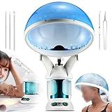 Vaporizador Facial E Capilar 2 Em 1 Kit De Pele De AçO InoxidáVel De 5 PeçAs Vaporizador Facial Nano IôNico Com Pulverizador GiratóRio 360 Para SalãO De Cabeleireiro E Spa Blue