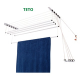 Varal 100 Aço 5 Varetas Para Teto Ou Parede 1 2 Metro maxeb Cor Branco