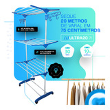 Varal Chão Roupa Retrátil Vertical Grande 3 Andares Reforçado Apartamento Sanfonado Com Abas Recolhivel De Pé Center eletro