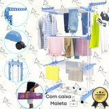 Varal De Chão 3 Andares Dobravel Vertical Cor Prateado Não Enferruja Rishon Com Caixa Maleta Para Transporte