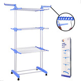 Varal De Chão Vertical Inox Dobrável 3 Andares Retratil Roda