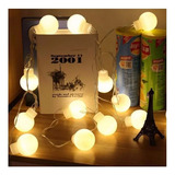 Varal Fio Led 5 Metros 20 Bolas 5cm Tomada Bivolt Sequencial Cor Das Luzes Branco Quente Ef