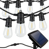Varal Luzes Led Quente 10 Mt Solar Controle Remoto Decoração