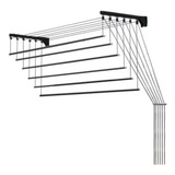 Varal Parede Ou Teto Aço 6 Varetas 120 Cm Preto Secalux
