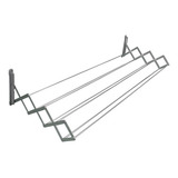 Varal Sanfonado De Parede Dobravel Retratil 80 Cm Aluminio Cor Cinza