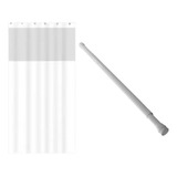 Varão E Cortina Box Banheiro Branca Bastão 60x90cm Branco