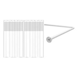 Varão E Cortina Box Banheiro Branca Bastão Curvo Em L Branco