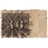 Variedade Selo 13 Império 30 Réis Sem Picote Margem Direita