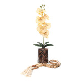 Vaso Arranjo Orquídea Artificial E Colar De Mesa Decorativo Arranjo De Flores Desidratadas E Arranjo De Mesa Com Vaso De Plantas Decorativas Decoração De Sala E Escritório Cor Amarelo Unnique store