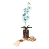 Vaso Arranjo Orquídea Artificial E Colar De Mesa Decorativo Arranjo De Mesa Decoração Para Sala E Escritório Lindo Arranjo Com Flores Realistas Vaso E Lascas De Pinus E Colar De Mesa Decorativo