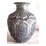 Vaso Arte Iraniano Antigo Cobre Decorativo Banho Prata