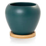 Vaso Cachepot Com Prato De Bambu Fosco Doha Pozzani