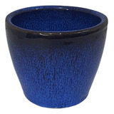 Vaso Cachepot De Cerâmica Pequeno 10x9 Colorido P Decoração Cor Azul escuro