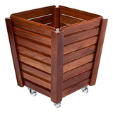 Vaso Cachepot De Madeira Com Roda P Plantas Decorativo 40cm Cor Marrom