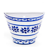 Vaso Cachepot De Parede 10 Cm Em Porcelana Azul Colonial