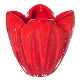 Vaso Cachepot De Vidro Murano Vermelho