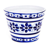 Vaso Cachepot Em Porcelana Azul Colonial 15 Cm
