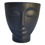 Vaso Cachepot Planta Face Rosto Cabeça Mulher N17 17cm Nutriplan Plastico Preto