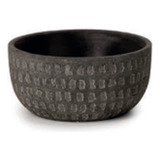 Vaso Cachepot Preto Com Listras Brancas Em Cimento Pequeno