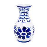 Vaso Colonial 29 Cm Azul E Branco Em Porcelana Pintado À Mão