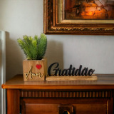 Vaso Com Planta Artificial Palavra Decorativa Kit Decoração