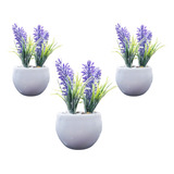 Vaso De Flor Artificial Lavanda Decorativa Lavabo Kit Com 3